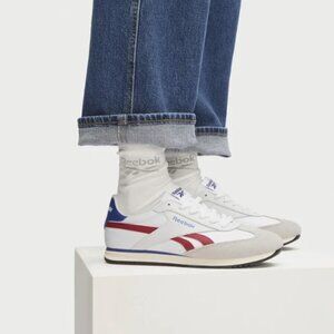 NEW REEBOK Leather Fiori Low Profile Sneakers in white/red/blue fo women 825 4j2